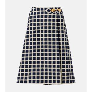 발렌티노 체크 울 코튼 블렌드 미디 스커트 P01059859