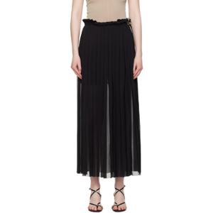 AMI Paris 스커트 블랙 플리츠 미디 스커트 251482F092001