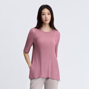[플리츠미][플리츠미] 펀칭 플리츠 사이드 슬릿 티셔츠_EPTSM025
