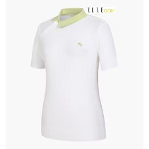 [엘르골프]23 여성 여름 사선조직 변형 반팔 니트6J43604-100_BP