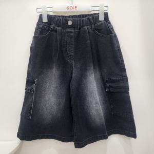 [소이]6.5부 원턱 카고 버뮤다 블랙진 25F0292-A_SC
