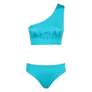 발망 logo print one shoulder bikini BKBBB0630