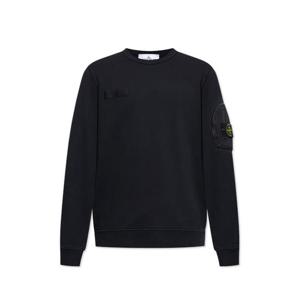 25SS 스톤아일랜드 집업 포켓 와펜 맨투맨 블랙 K1S156100003 S0