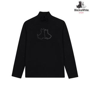 [블랙앤화이트]여성 라글란소매 하이넥 티셔츠 9284LXSP_BLACK