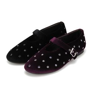 바바라 트렌디 패브릭 콩 장식 여성 플랫 1cm_BBI534