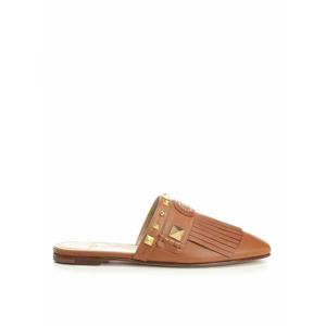[VALENTINO] 라프리마 여성 샌들 레더 Clog 위드 프린지 6W2S0LP4ZQFN58 Brown /8