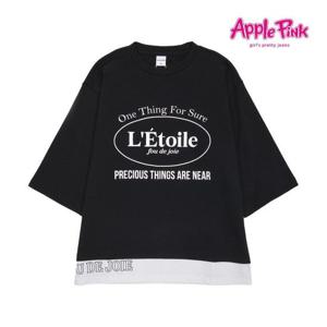 [애플핑크]7부 밑단 배색 티셔츠 (APK8R502GSB)