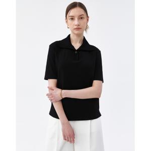 닥스 여성 24SS 50%세일블랙 나그랑 면혼방 니트카라 반팔티셔츠 DLTS4B291BK