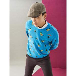빈폴골프 [Print Bakery] 남성 청둥오리 올오버 니트 풀오버  블루 BJ4951B08P