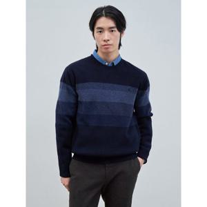 [빈폴멘] [빈폴멘] 그라데이션 패턴 라운드 니트  네이비 (BC4X51C54R) (BC4X51C54R)