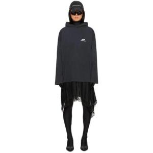 25 FW 발렌시아가 여성 블랙 후드 미디 드레스 232342F054003