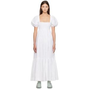 25 FW 가니 여성 화이트 스목 맥시 드레스 232144F055013
