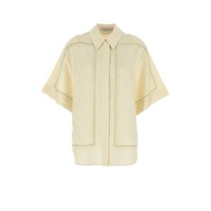 카밀라 앤 마크 여성 아이보리 Fortuna 린넨 반팔 셔츠 N2T60719 LEMON