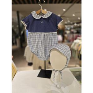 [블루독베이비] 25 SS(블루)니트 벌륜 바디수트 모자세트 4531360409   백일 돌 선물 간절기 나들이 여름