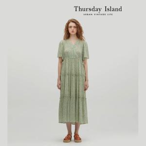 [써스데이아일랜드]레이스 배색 랩스타일 원피스(T234MOP238W)