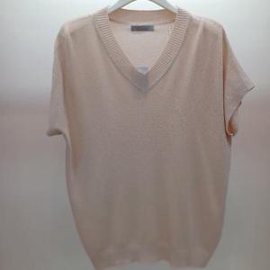 Latium HC06 스판 품 넉넉한 캡소매 브이넥 펄 민소매 니트티 T2552sw08P