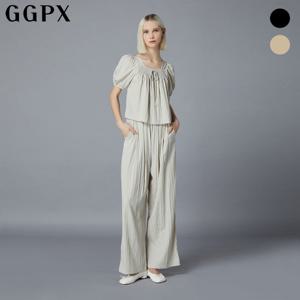 [지지피엑스]썸머 리본 퍼프 블라우스 앤 팬츠 셋업 (GO4OP037F)