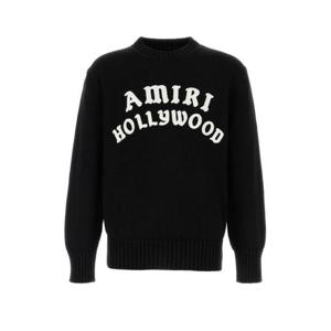 아미리 남성 블랙 면 라운드넥 긴팔니트 AMKNCW1094 BLACK
