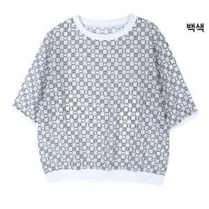 그린조이 HC12 여성 로고 프린트 7부 라운드 티셔츠 GS25WS91W(화이트)