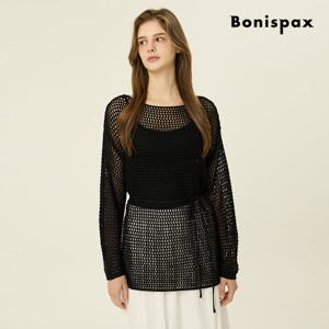 [보니스팍스(여성의류)]리본 포인트 그물 니트 (XP5KP001M0)
