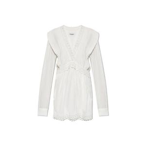 Isabel 마랑 에뚜왈 펠리 브이넥 미니 드레스 RO0534FAB3J05E WHITE TP943227253