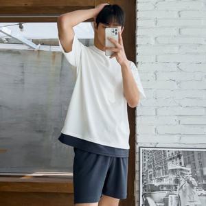 [리빌모아]남여공용 베이직 레이어드 반팔 티셔츠 5C-TSH-Q005-