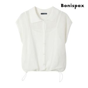 [보니스팍스(여성의류)]카라 캡소매 스트링 반팔 베스트 (XP6VT003M0)