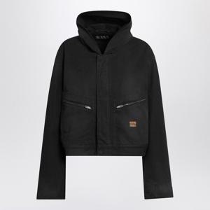 발렌시아가 블랙 후드 크롭 재킷 839086TQP13 1000