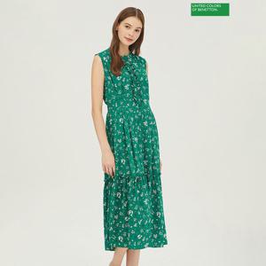 [베네통] 백 스모킹 밴드 원피스 BAOP06341_GN