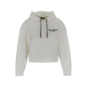 Balmain 로고 프린트 드로스트링 후드티 AF1JP000BB01 GAB TP946435143