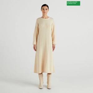 [베네통] Pintuck wrinkle flare dress 3F_1244DV00I_BE