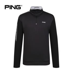 [핑](본사) [PING] 남성 소재 믹스 반집업 긴팔 티셔츠 111C1TR0