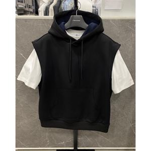 [리버클래시]25S/S 블랙 텍스처 믹스 후드 베스트 (LLM41504)_DG