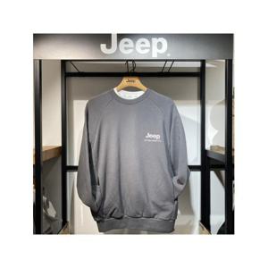 [지프]JEEP 남여공용 블루 프린트 자수로고  오버핏  맨투맨 GL1TSU817_