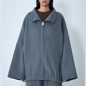 25 FW 케이트 Garret 가렛 스탠드 칼라 집업 울 오버 자켓 그레이 6182547 249