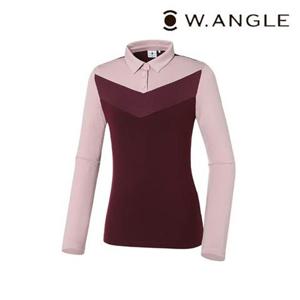 [와이드앵글]  WWU22292P5  여성 VA V 컬러 블럭 폴로 티셔츠 (Pink)