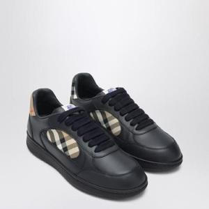 BURBERRY Indigo blue leather and Check sneaker Terrace 8110338161634XLBURBE-C1765