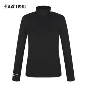 [팬텀] 여성 라인 프린트 트리코트 반목 긴팔이너티셔츠 221E3TI805_BK