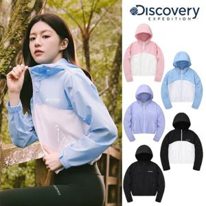 [디스커버리] 여성 컬러블럭 크롭 바람막이 (DWWJ96043 BLN)