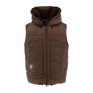언더커버 크로스 프린트 패딩조끼 UC2D4001 BROWN