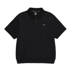 내셔널지오그래픽 N252MSW150 피타 카라 세미오버핏 반팔 스웻 티셔츠 BLACK