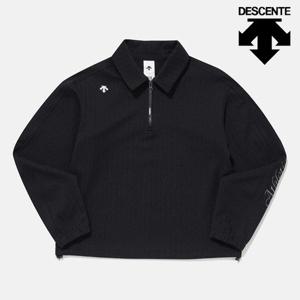 [데상트] 자카드 반집업 맨투맨 SP122UHT21BLK0 긴팔티