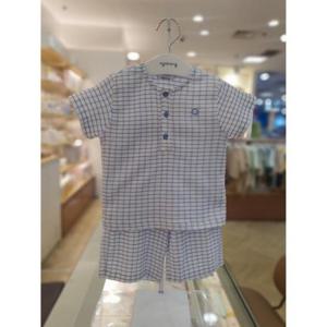 아가방 세이브존03 아가방 블루 티치 데이 체크 반소 상하세트 AG01R353003A