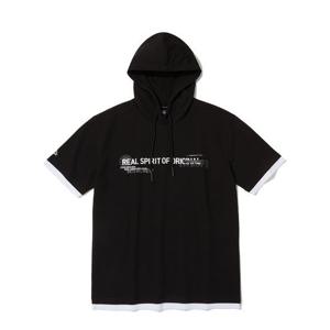 [인터크루]라벨매쉬배색후드반팔 블랙 ITZ2TH01ABK