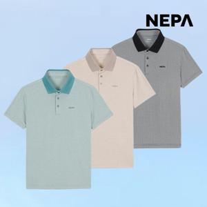 네파 남성 미니 체크 반팔 폴로 티셔츠 로고 카라티 데일리룩 7L35247