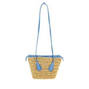 BOTTEGA VENETA 투톤 라피아 amp 나파 가죽 스몰 아르코 숄더 백 743638V2P02 9278