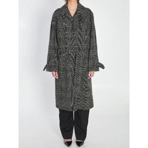 발렌시아가 블랙 그레이 체크 래글런 코트 838934 TSU20 1269