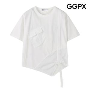 [지지피엑스]언발 스트링 포인트 포켓 티셔츠 (GP7TS004F)
