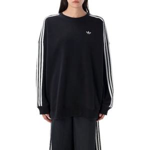 아디다스 블랙 화이트 스트라이프 크루넥 맨투맨 JX5285 BLACK