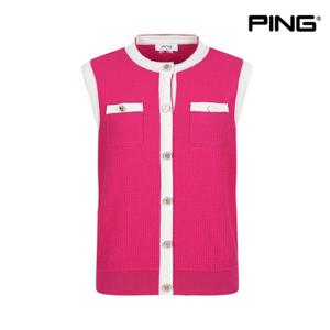 [핑]PING 여성 버튼 라운드 니트 베스트 121D2SV781 RE 조끼
